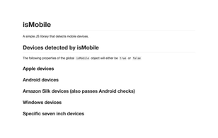 IsMobile.js: Mobile detection